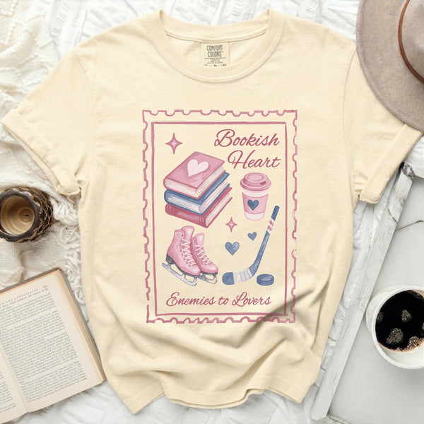 Bookish Heart Enemies to Lovers Tee in Ivory