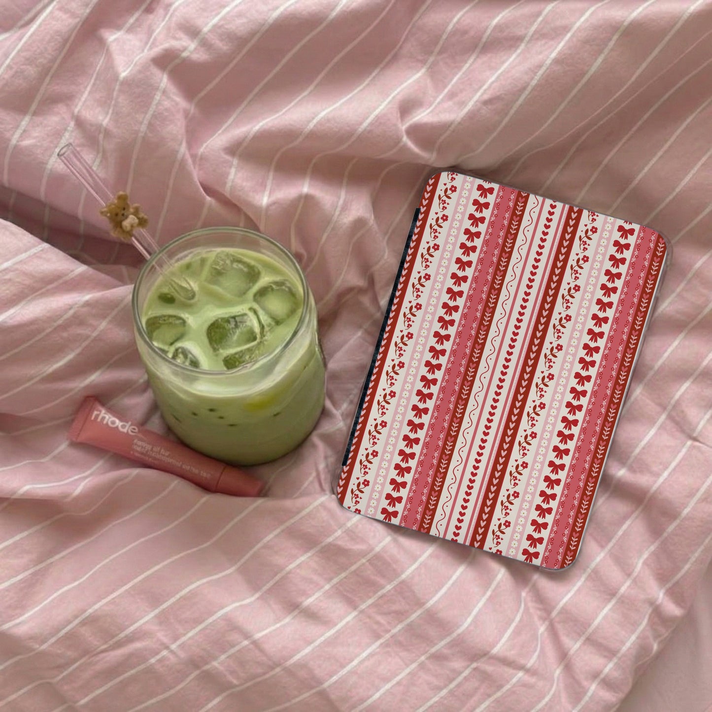 Red and White Striped Patterned Tablet Case
