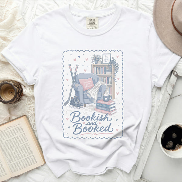 Bookish & Booked Hockey Reader Tee in White