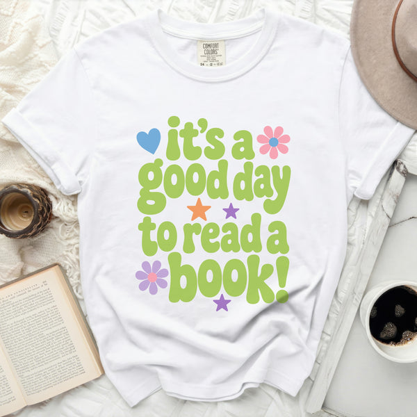 Good Day to Read" Whimsical Tee in White