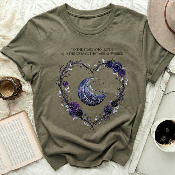Midnight Rose Heart Tee in Military Green