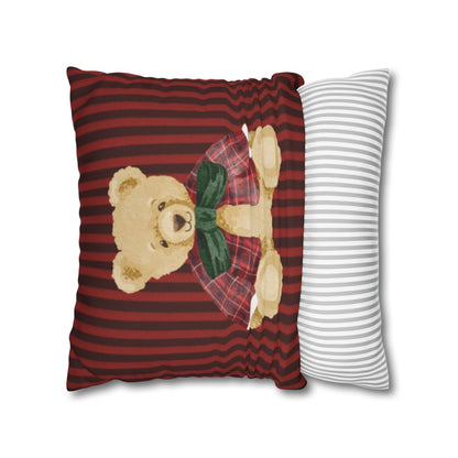 Cute Teddy Bear Design Striped Throw Pillow