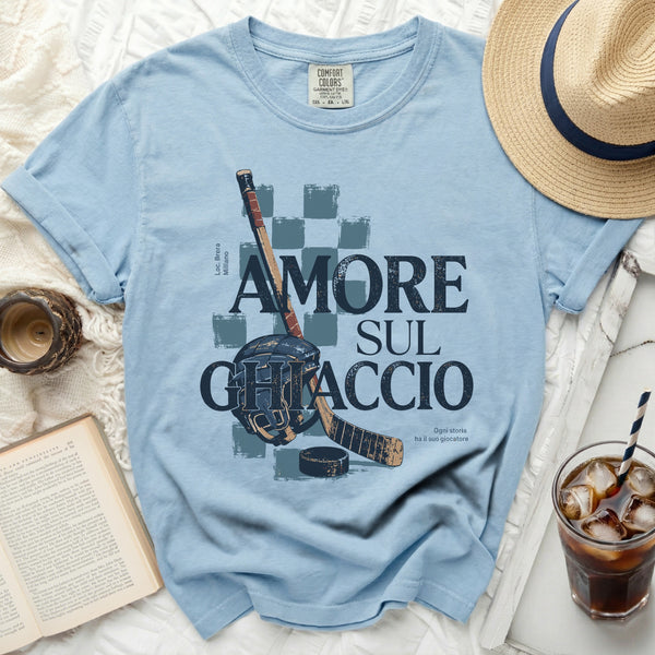 Amore Sul Ghiaccio Hockey Tee in Chambray