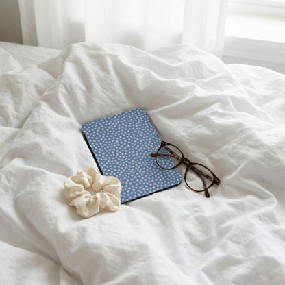 Blue Polka Dot Mini Tablet Cover with Glasses Holder