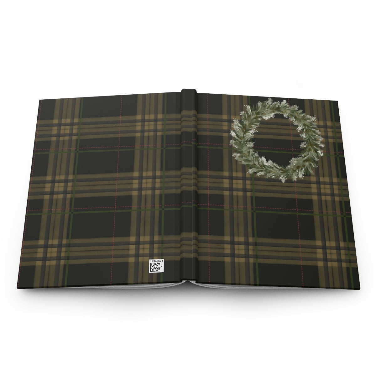 Green Tartan Wreath Design Hardcover Notebook