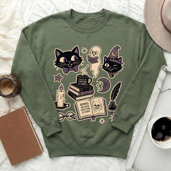 Witchy Reads Sweatshirt in Military Green