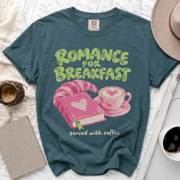 Romance For Breakfast Tee in Blue Spruce