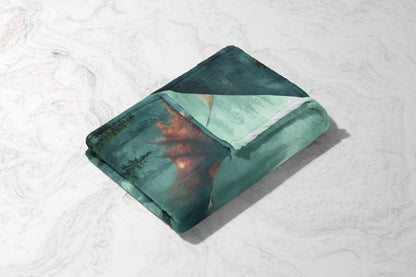 Cozy Mountain Retreat Green Blanket Product