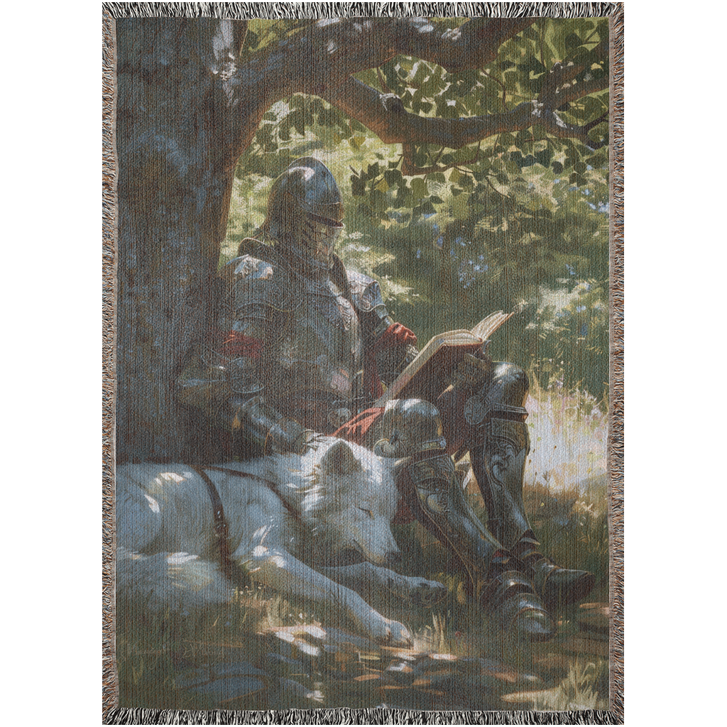 🌳 Tranquil Knight Woven Tapestry Blanket