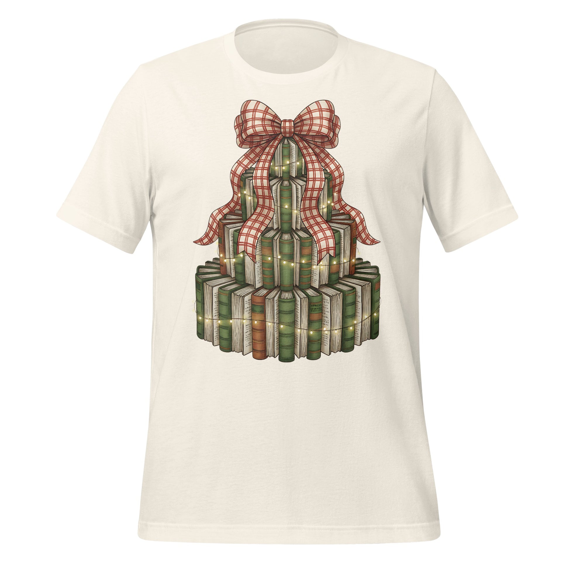 Unique T-Shirt Featuring Books with Decorative Bow