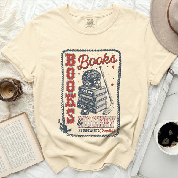 Books & Hockey Chapters Tee in Ivory
