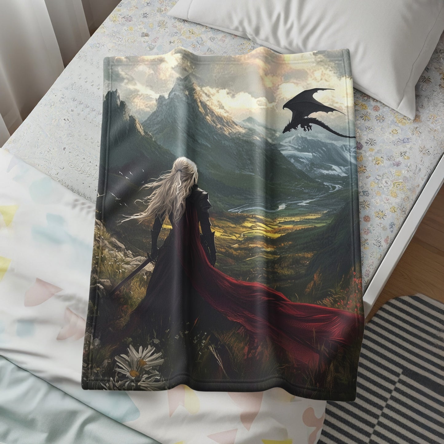 Fantasy Dragon and Warrior Themed Blanket product