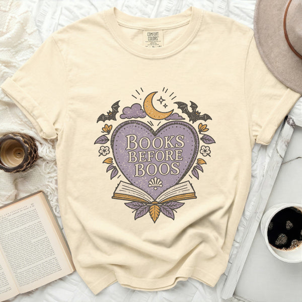 Books Before Boos Emblem Tee in Ivory