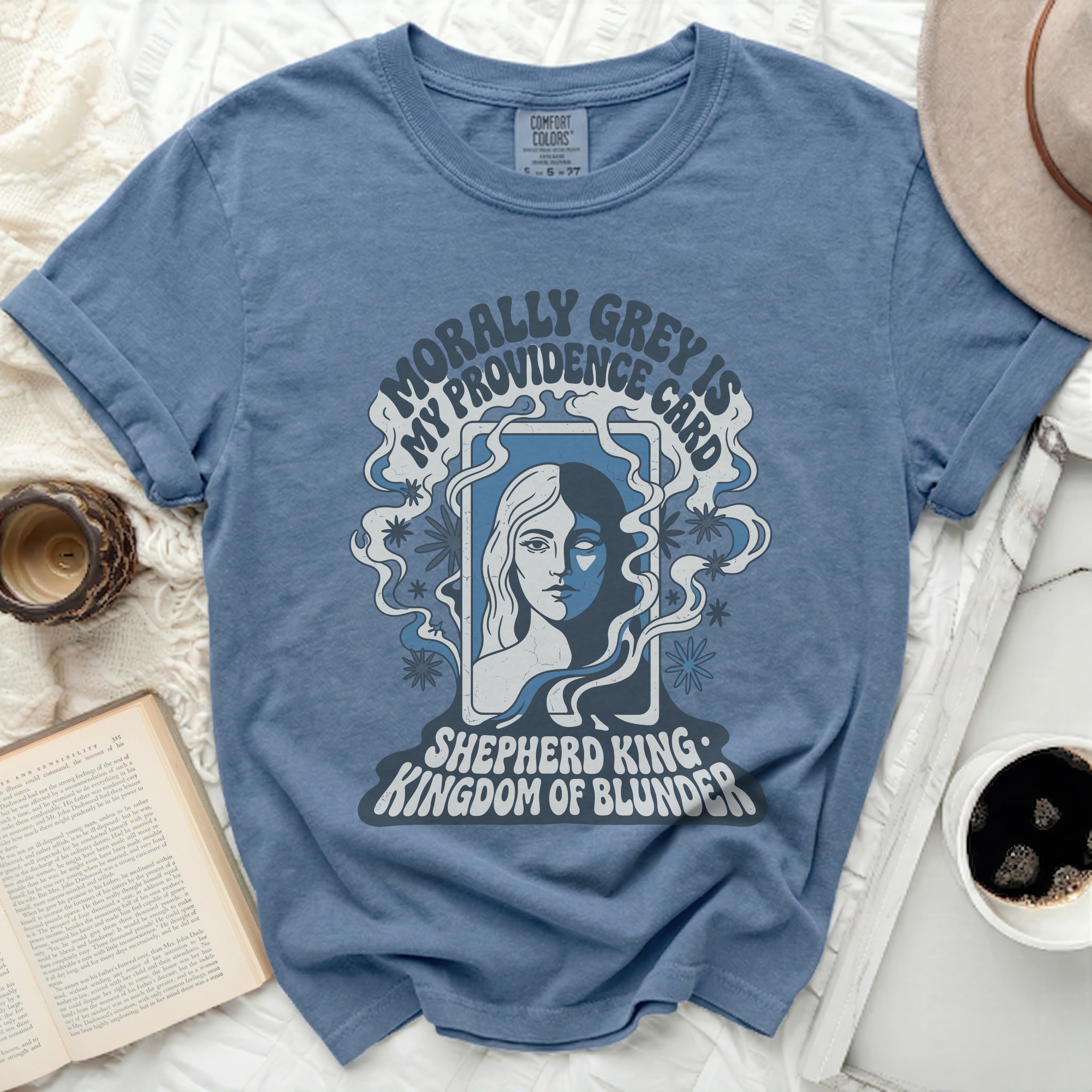 Blue Comfort Colors t-shirt with 