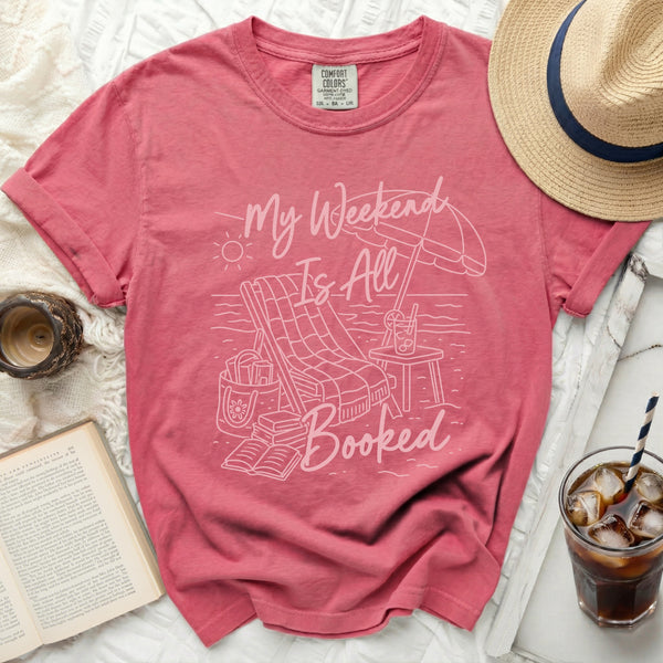 My Weekend Is All Booked Quiet Retreat Tee in Crunchberry
