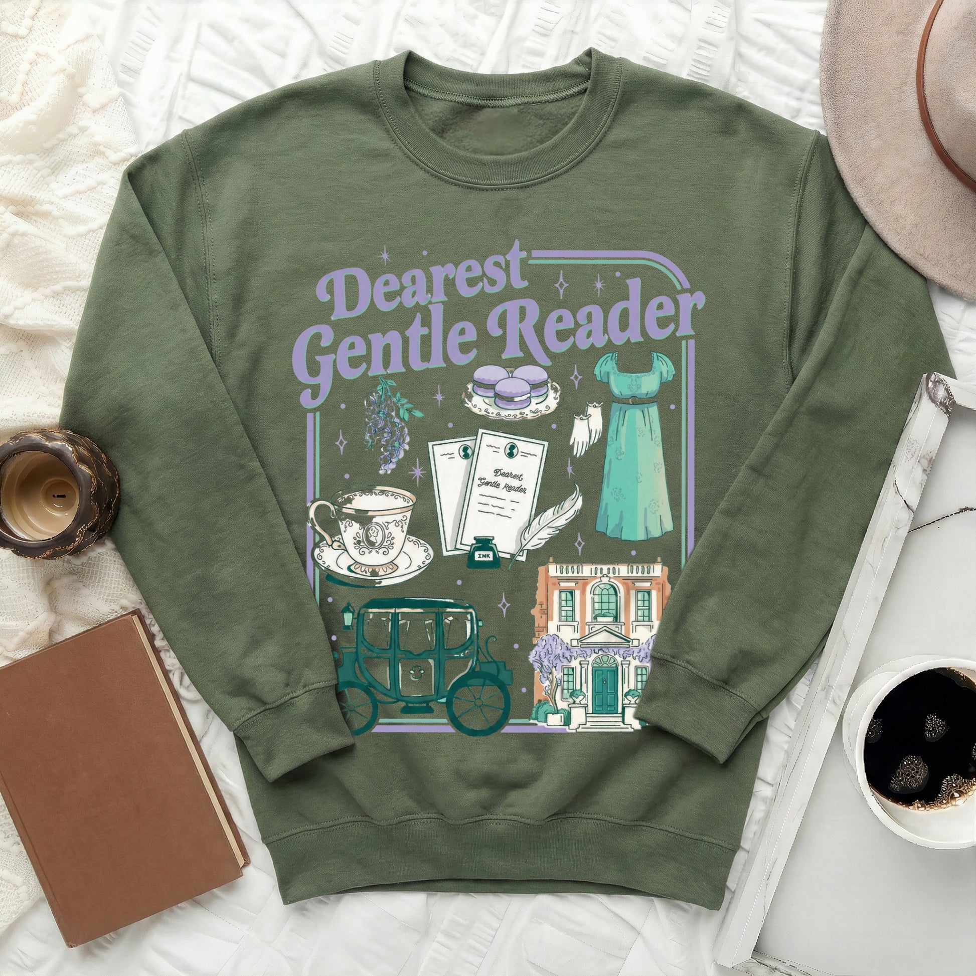 Dearest Gentle Reader Illustrated Cozy Sweatshirt