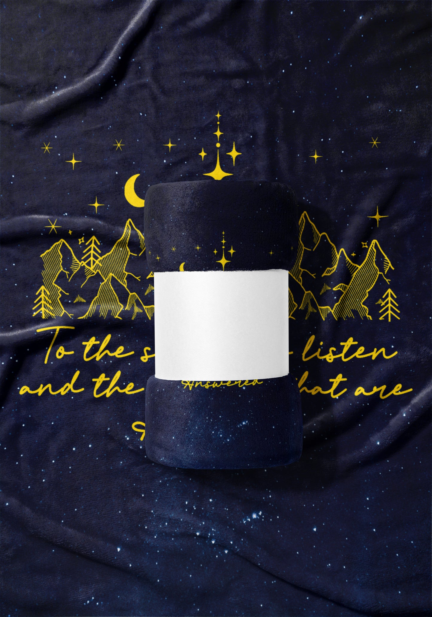 Starry Night Mountain Blanket with Inspiring Quote