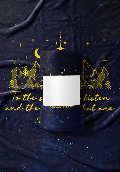 Starry Night Mountain Blanket with Inspiring Quote