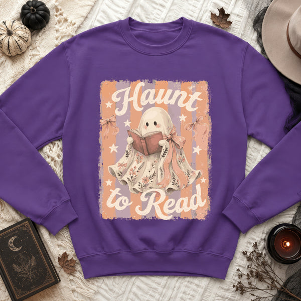 Vintage Ghost Haunt to Read Sweatshirt in Purple