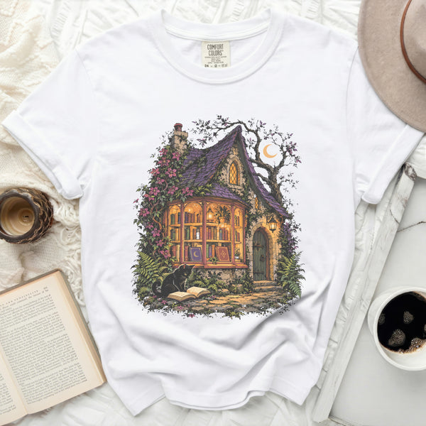 Midnight Bookshop Tee in White
