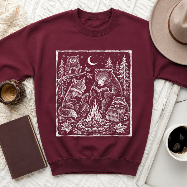 Campfire Critters Sweatshirt in Maroon