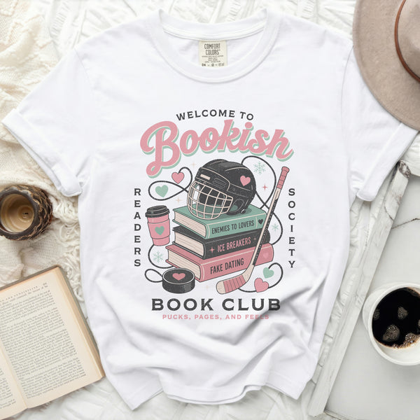 Bookish Hockey Romance Club Tee in White