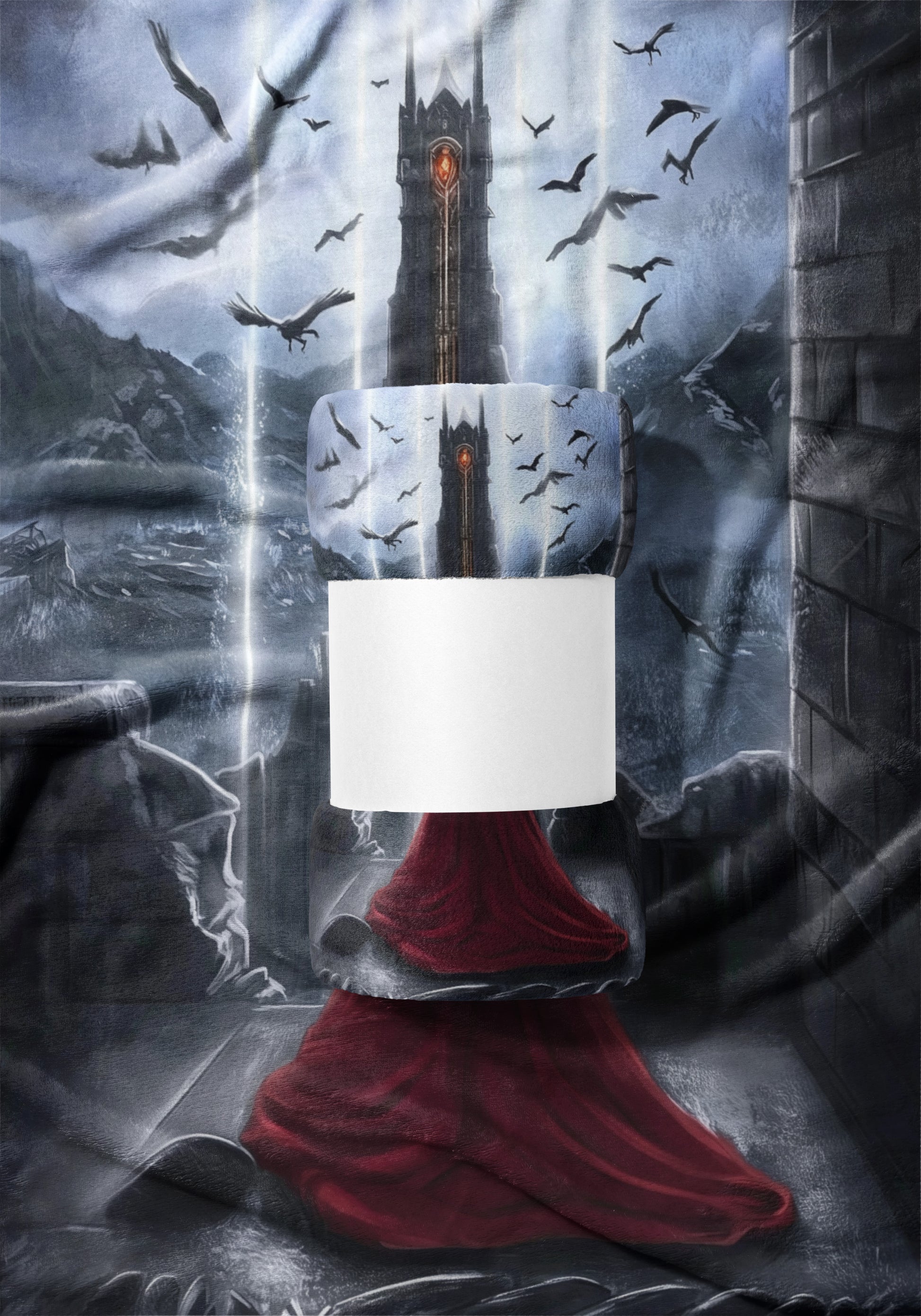 Gothic Castle Scene with Red Cape Wall Tapestry