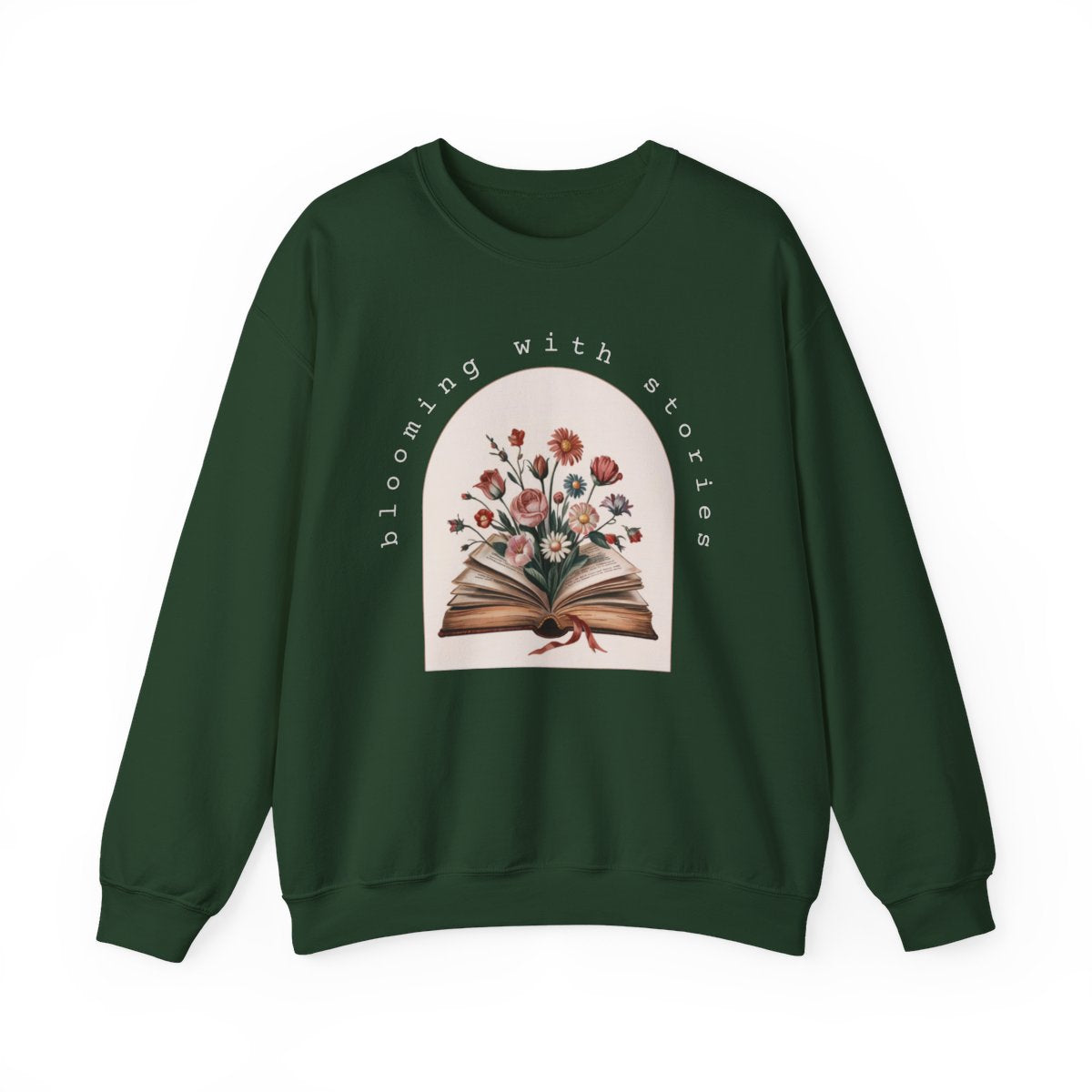 Blooming With Stories Open Book Flowers Design Sweatshirt - MagicMerchEmporium