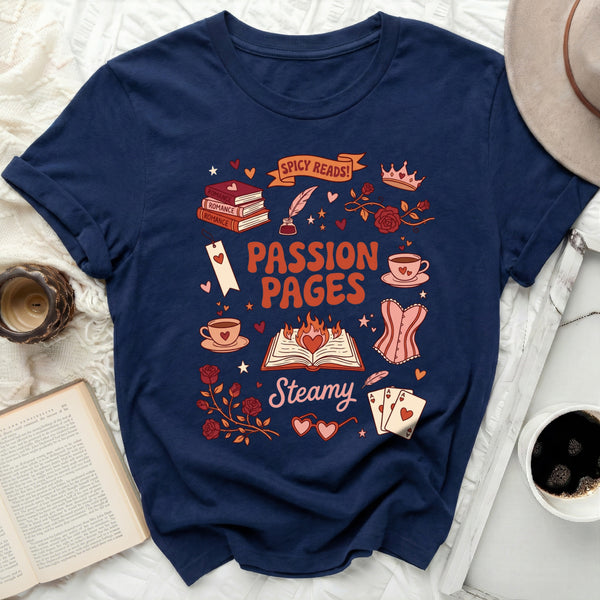 Spicy Reads Passion Pages Tee in Navy