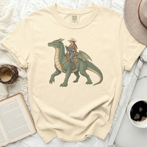 Cowgirl Dragon Rider Tee in Ivory