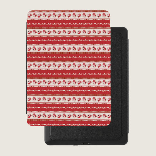 Festive Red and White Striped Kindle Cover Design