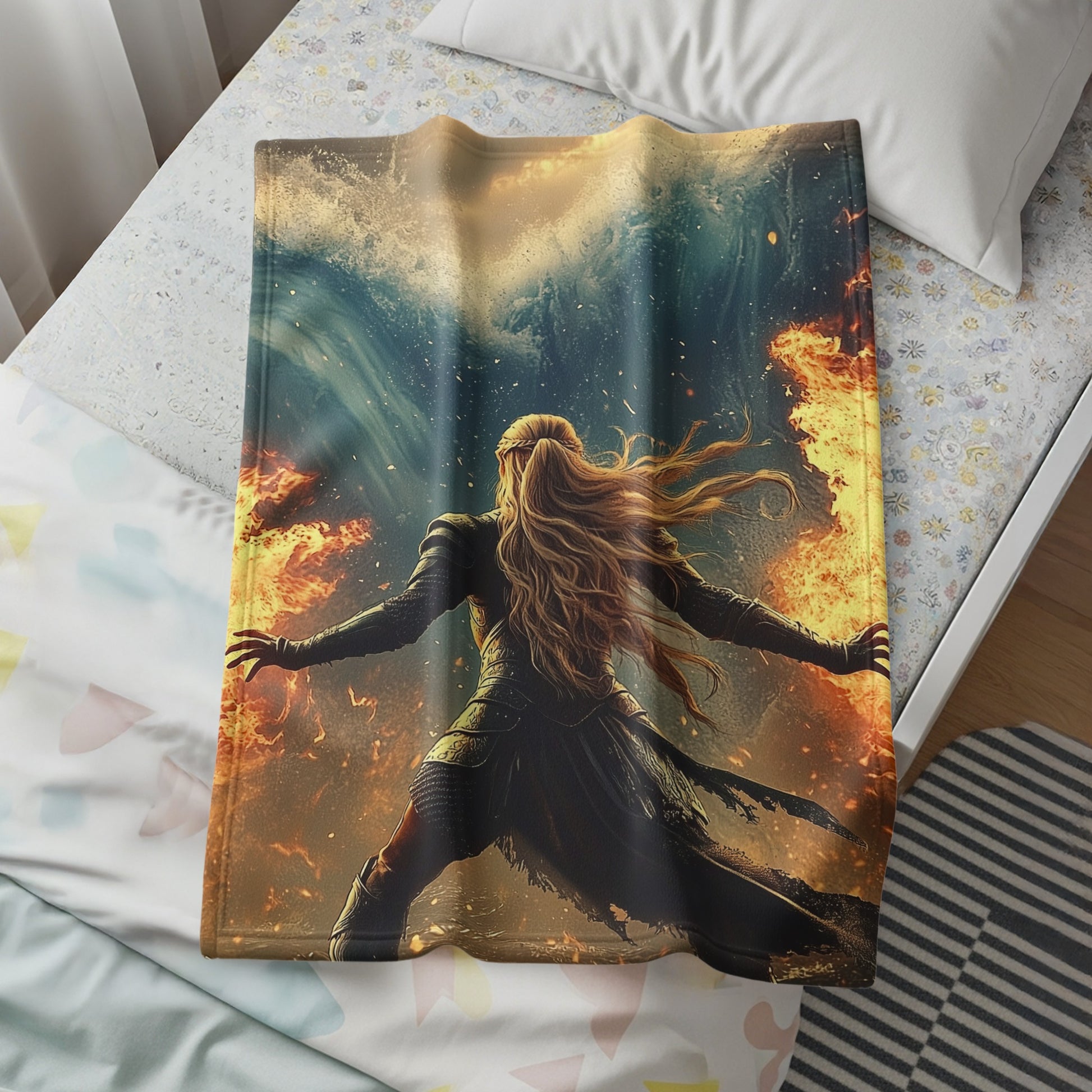 Epic Fantasy Warrior Art Printed Bedding Blanket