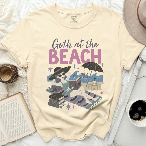 Goth at the Beach Shadows and Sunbeams Tee in Ivory