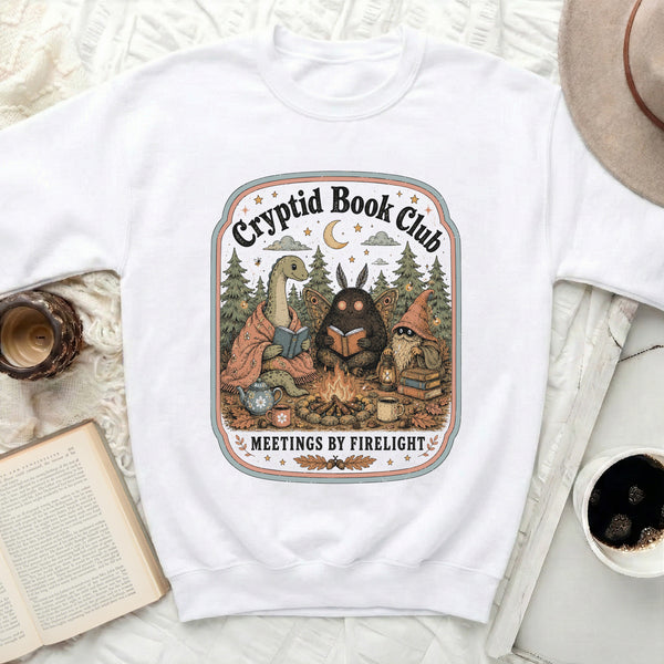 Cryptid Book Club Sweatshirt in White