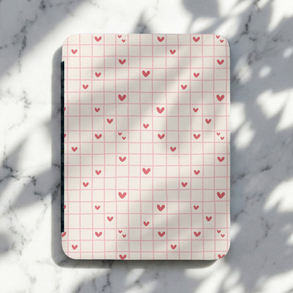 Pink Grid with Hearts Custom Printed Notebook