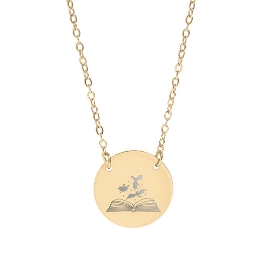 Charming Necklace with Whale and Book Design Pendant