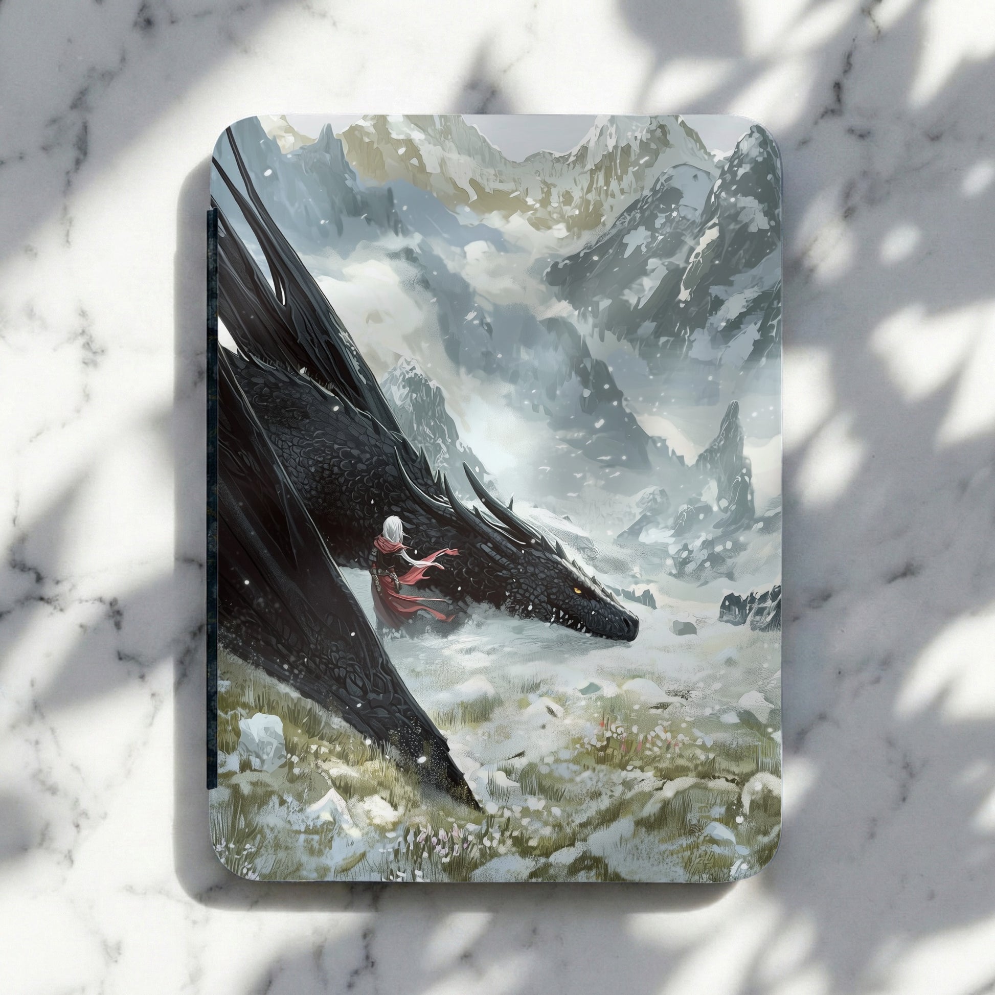 Black Dragon White Haired Rider Snowy Mountains Fantasy product type