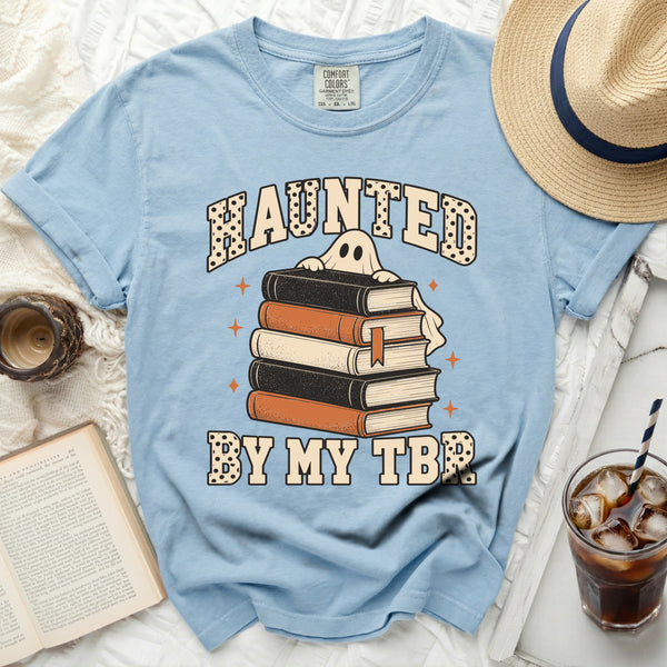 Haunted TBR Tee in Chambray