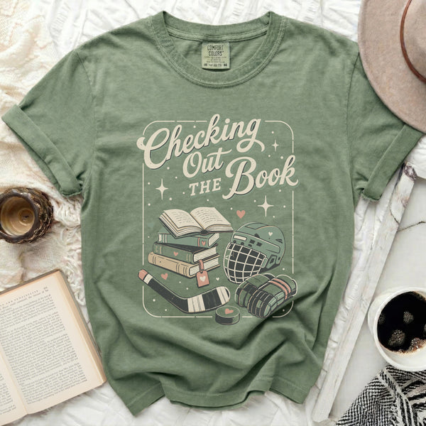 Checking Out The Book Tee in Moss