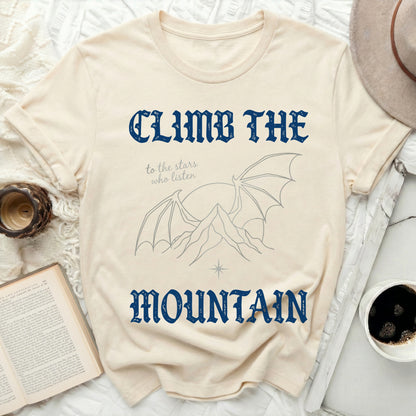 Climb The Mountain Stars Who Listen Dragon Wings T-shirt
Climb The Mountain, Stars Who Listen, Dragon Wings, Mountain Graphic, Fantasy Shirt, Adventure Theme, Celestial Design, Inspirational Tee, Bookish Fashion, ACOTAR Inspired, Rhysand Quote, Night Court Fandom, SJM Universe, Book Lover Gift, Fandom Apparel, Mythical Creature, Unique T-shirt, Reading Enthusiast, Cozy Aesthetic, Dragon Mountain