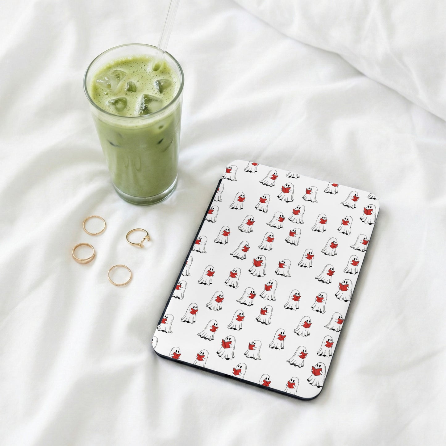 White Ghosts Reading Red Books Pattern Rectangle product type