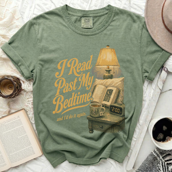 I Read Past My Bedtime Tee in Moss