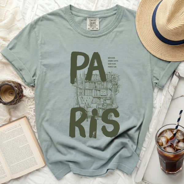 Paris Book Nook Tee in Bay