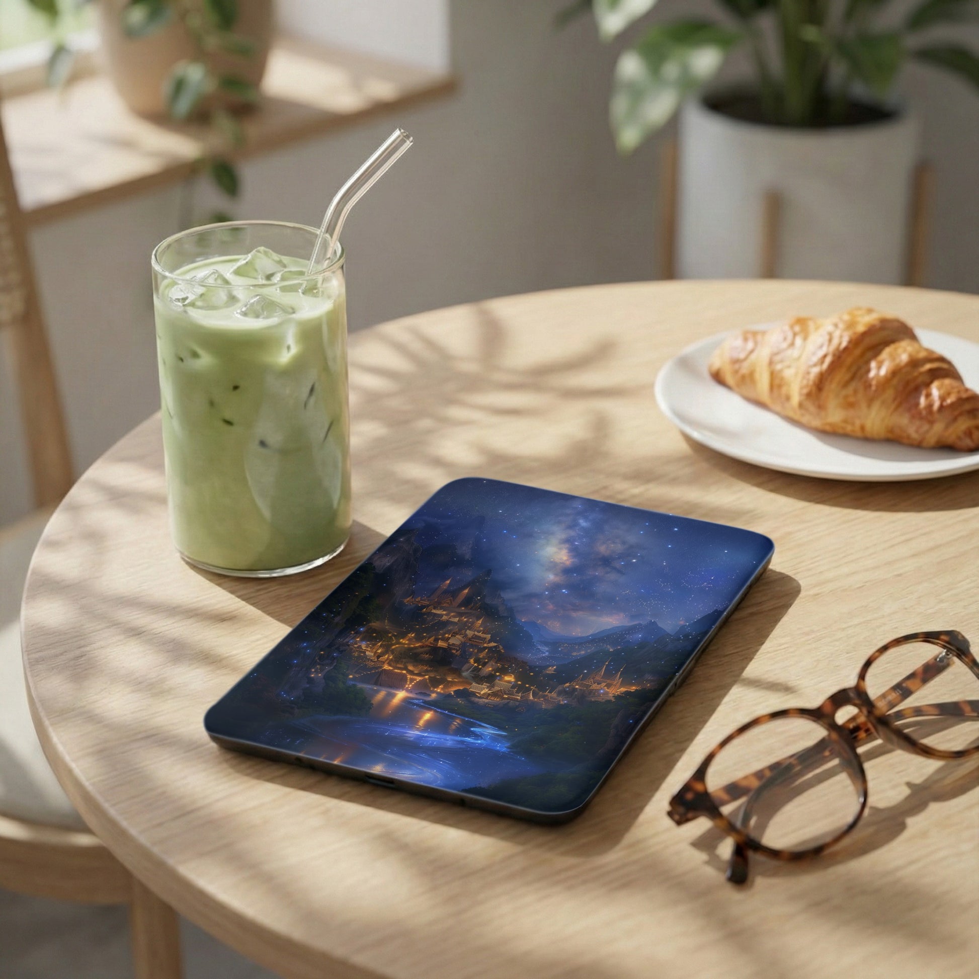 Starry night fantasy city river glow custom tablet case product type