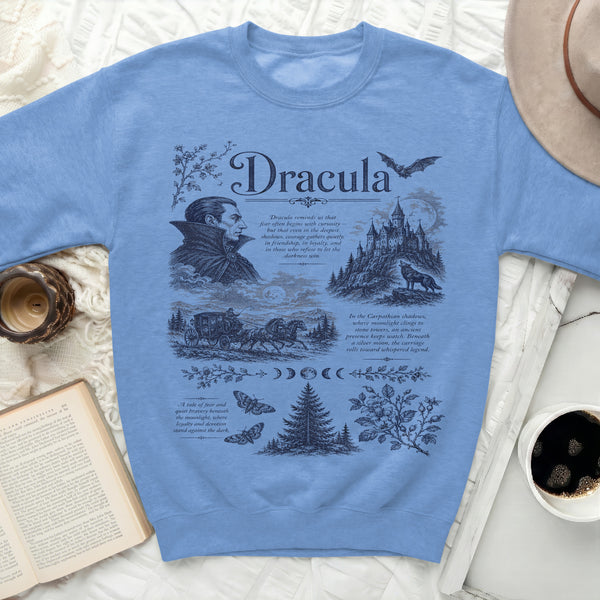 Gothic Dracula Legend Sweatshirt in Carolina Blue