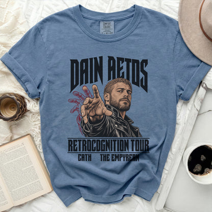 T-shirt with "Dain Aetos Retrocognition Tour" and "Cath The Empyrean" text.