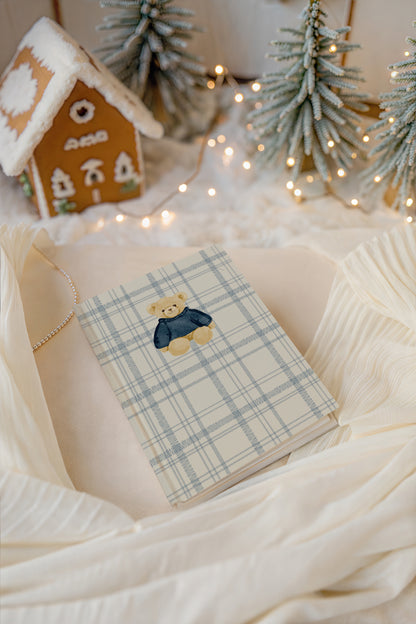 Cozy Holiday Plaid Notebook with Adorable Teddy Bear