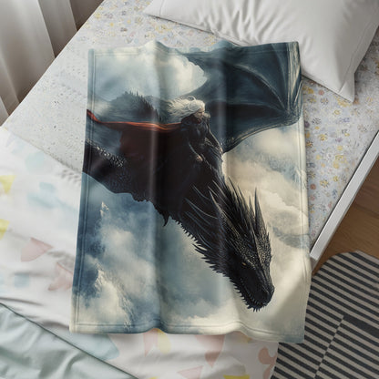 Majestic Dragon Rider Scene Fleece Blanket Product