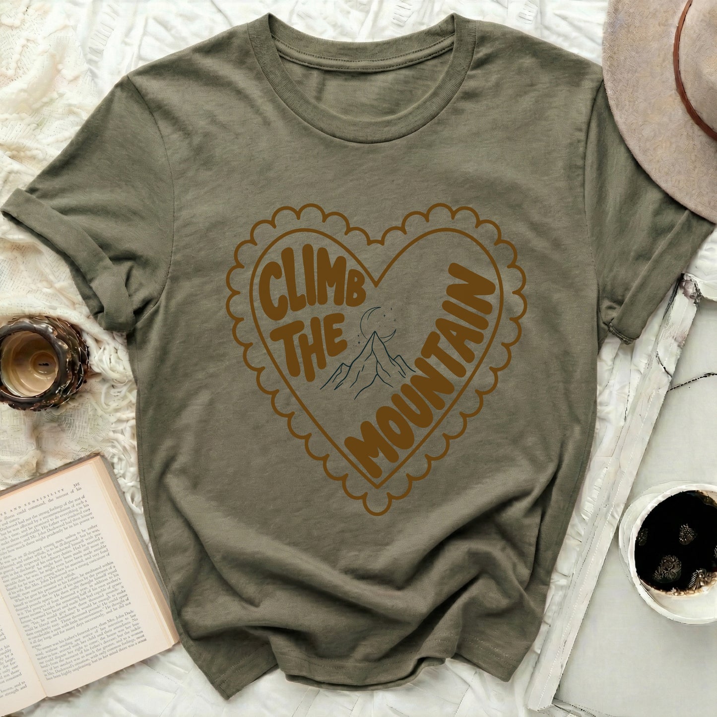 Olive Heart Climb The Mountain Graphic T-Shirt product type