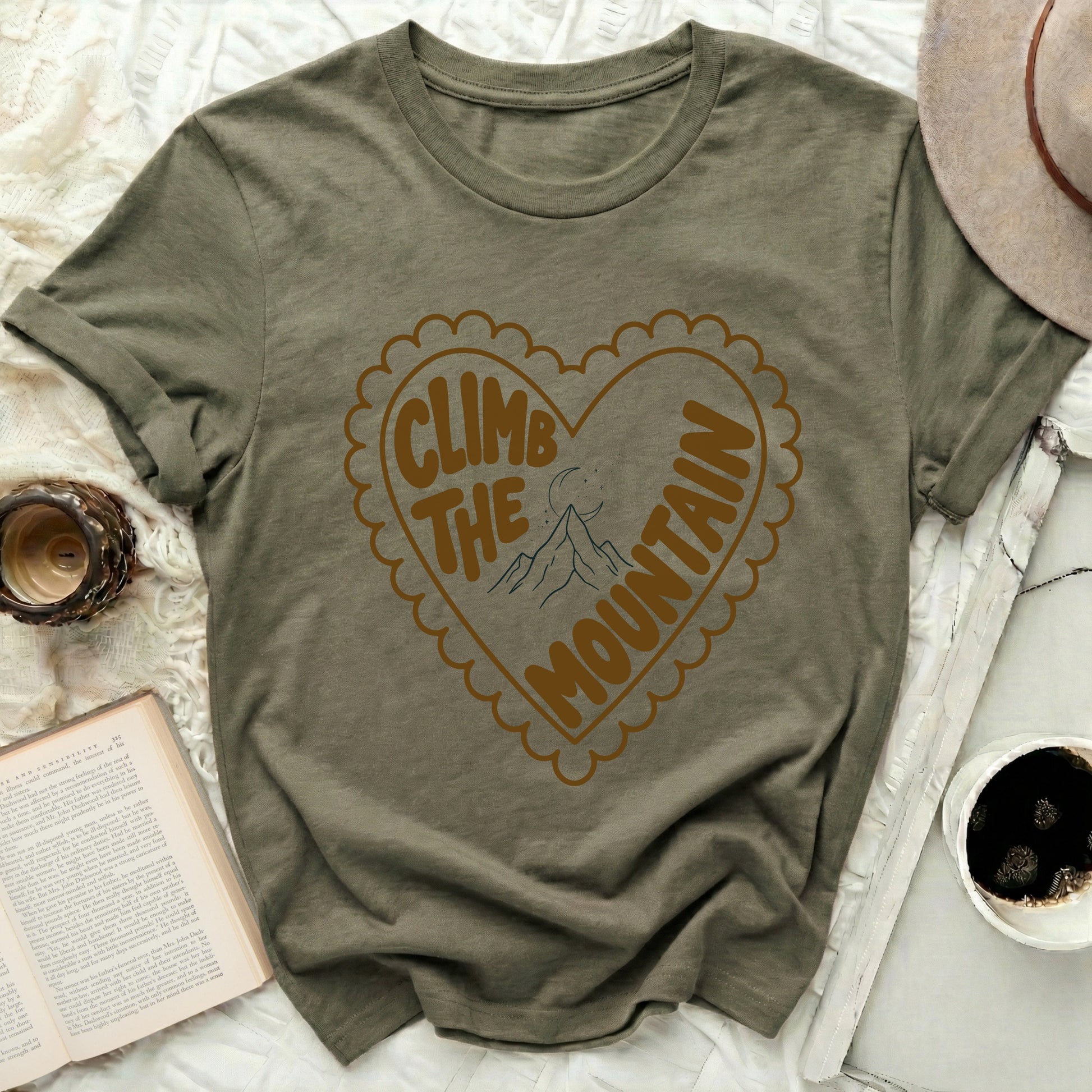 Olive Heart Climb The Mountain Graphic T-Shirt product type